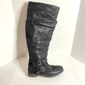 Black Knee-High Leather Boots